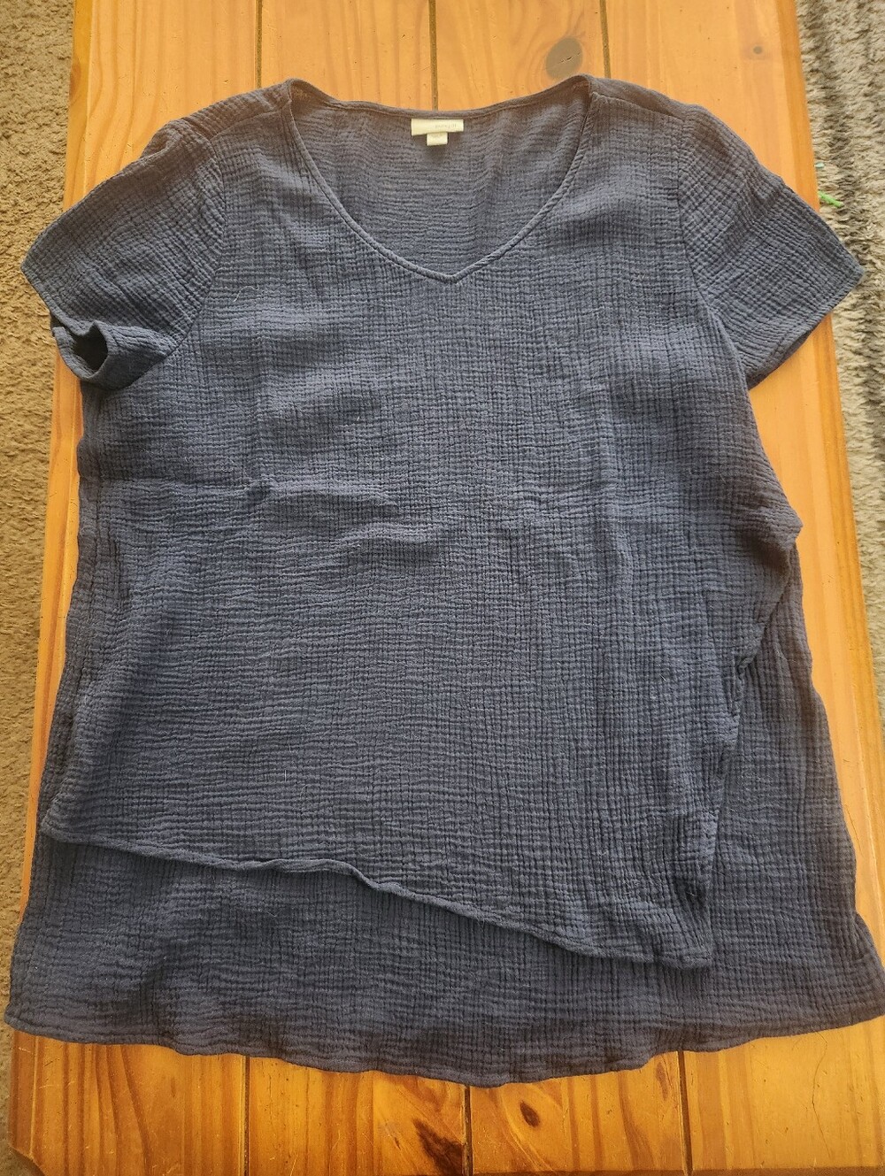 Pure Jill 100% Cotton Blouse Navy Size Large